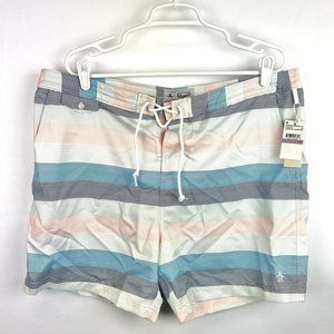 Original Penguin Men’s Striped Blue/White Multicolored Swim Shorts Size 38